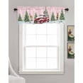 thumbnail image 3 of Red Truck Christmas Linen Curtain Valance for Bedroom/Bathroom/Kitchen/Office/Living/Dining Room Window,Xmas Tree Elk Winter Snowflake Pink Rod Pocket Topper Decorative Cafe Drapes Panel 54"x18", 3 of 6