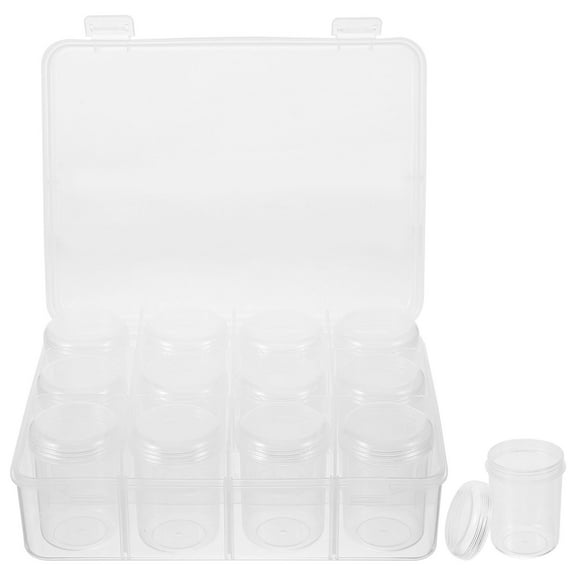 FENGGUIQU Clear Plastic Bead Storage Box Organizer with 12 Bottles for Crafting and Jewelry Making Supplies