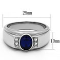 thumbnail image 2 of Mens Ring Silver Blue Round Stainless Steel Ring with Synthetic Sapphire in Montana, 2 of 7