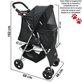 thumbnail image 4 of Carriola para Mascotas Cochecito para Perros y Gatos Pequeños - Medianos Plegable Cesta de Almacenamiento Ruedas con Freno - Negro, 4 of 7