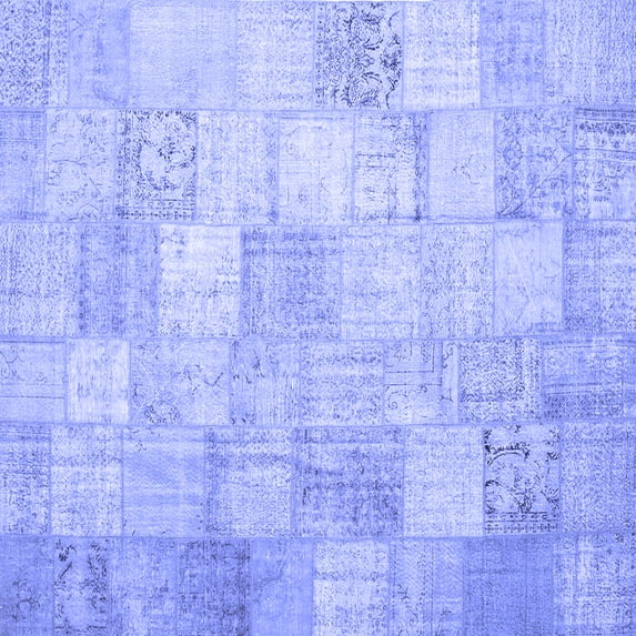 Ahgly Company Indoor Square Patchwork Blue Transitional Area Rugs, 3' Square