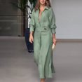 thumbnail image 1 of CEHVOM Robe Taille Haute à Manches Longues en Coton et Lin pour Femmes, Col Rabattu, Ample, en Solde, 1 of 6