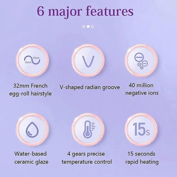 Rommantic French Egg Roll Curling Iron, Water Ripple V-shapedionic Hair Curling Iron For Perfect Waves