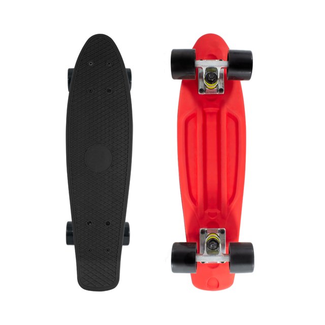 Patineta Cruiser Penny Para Niños Juvenil Mate Bicolor Negro/Rojo LAVIGA Llantas Caras Lisas Alta Resistencia