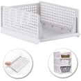 thumbnail image 1 of Stackable Clothes Storage Basket Organizer Sliding Wardrobe Drawer Shelf DIY Divider Separator Desk Container for Wardrobe Closet Kitchen Bathroom Office (White), 1 of 4