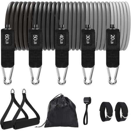 Adjustable Resistance Bands Set – 5PCS Durable TPE with Handles – 20-200 lbs Strength Training – Versatile Fitness Equipment for Home Gym, Yoga, Pilates, Physical Therapy