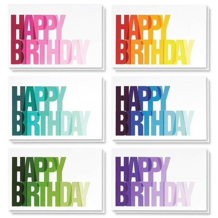 48-Count Happy Birthday Photo Cards Assortment with Envelopes Bulk Box Set Boxed Assorted Blank Card Value Pack Modern Colorful Ombre Design for Adults Women (Best Happy Birthday Photos)