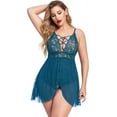 thumbnail image 2 of Avidlove Women's Lingerie Lace V-Neck Plus Size Sleepwear Strappy Nightwear (Blue Green 5XL), 2 of 6