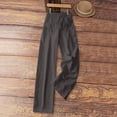 thumbnail image 6 of Linen Pants Women 2026 Wide Leg Drawstring Elastic Waist Linen Cotton Blend Pants Casual Loose Trousers with Pockets Gray S, 6 of 7
