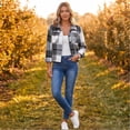 thumbnail image 6 of Flannels For Women Cropped Shacket Jacket Fashion Plaid Fall Coat Button Down Crop Jacket Trendy Clothes Fall Winter Outwear, 6 of 9