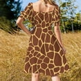 thumbnail image 3 of Brown yellow giraffe print pattern Sleeveless Dress Summer skirt Casual dresses Long veiled dresses, 3 of 6