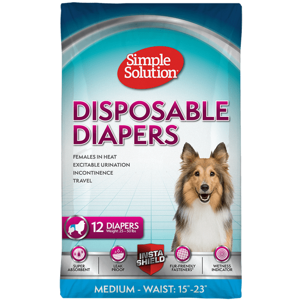 Simple Solution Disposable Dog Diapers for Female Dogs Super Absorbent LeakProof Fit Medium