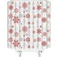 thumbnail image 4 of Snowflake Shower Curtain Christmas Red Gray Snow Star Winter Holiday Xmas Festival Extra Long Bathroom Home Curtain with Hooks,70" Wx84 H, 4 of 6