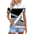 thumbnail image 2 of Blusas para las Mujeres Impresión Casual Manga Corta Turndown Collar Botón Superior, Tops Cortos para las Mujeres, 2 of 5