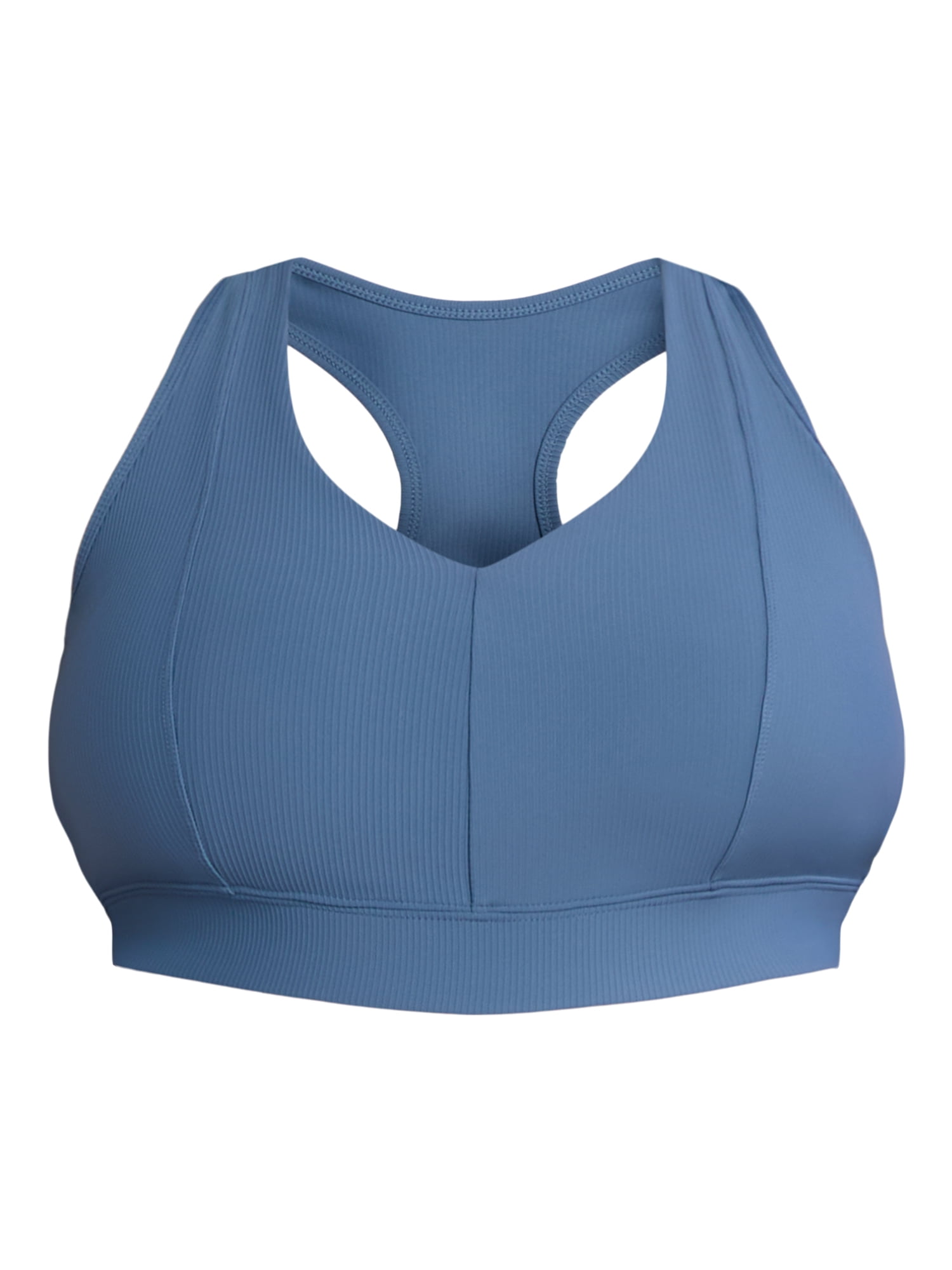 Avia V-Neck Rib Sports Bra for Women, Medium-Impact, S-3XL