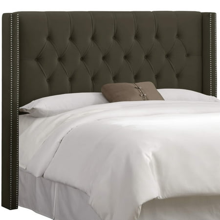 Skyline Furniture Pewter Velvet Diamond Tufted Wingback Headboard Skyline Furniture Pewter Velvet Diamond Tufted Wingback Headboard Com