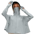 thumbnail image 2 of Women's Cropped UPF50+ Sun Protection Jacket, Ice Silk Hooded Long Sleeve with Thumb Holes, Summer Cycling Hiking Outdoor Wear Gray One Size, 2 of 5