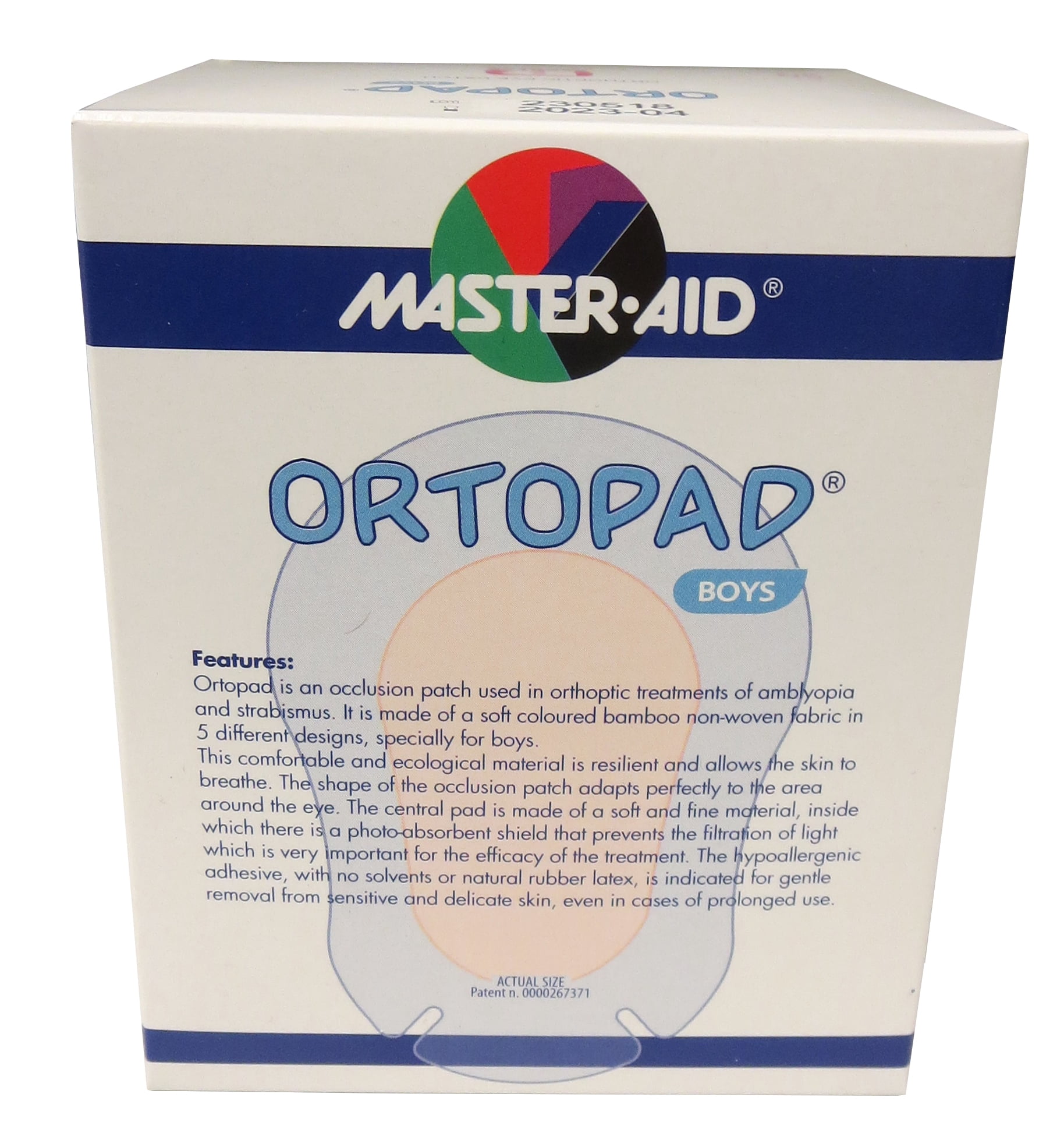Ortopad&reg; Bamboo Boys Eye Patches, 50/box (Regular Size, 4+ yrs) Blue Camo Pack