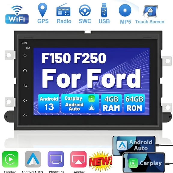 IKASEFU Touch Screen Car Radio for Ford F150 F250 Android 13 Car Navigation 9 Inches - With Carplay And Android Auto Function 2 32g DSP SWC/FM Radio