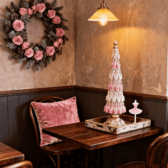 7.87in Ballerina Shoe Tree,Resin Christmas Tree Ornament,Tree Ballet Ornaments, Christmas Resin Ornament, for Holiday Decor Centerpiece, Ballerina Shoes Decoration