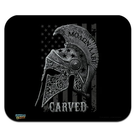 Carved Molon Labe USA American Flag Spartan Helmet 2nd Amendment Low Profile Thin Mouse Pad