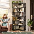 thumbnail image 6 of Homieasy 7-Tier Corner Bookshelf - Freestanding L-Shaped Etagere with Baffle for Home Office, Living Room & Bedroom,Gray Oak, 6 of 8