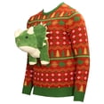 thumbnail image 2 of UglyChristmasSweater 3D Dinosaur Triceritops Detacheable Stuffed Animal Funny Knitted Multicolor, 2 of 7
