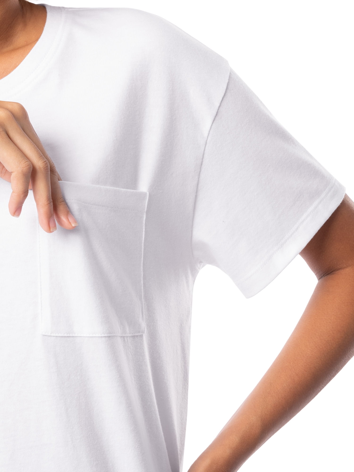 Time and Tru Women's Short Sleeve Boyfriend Pocket T-Shirt, XS-XXXL
