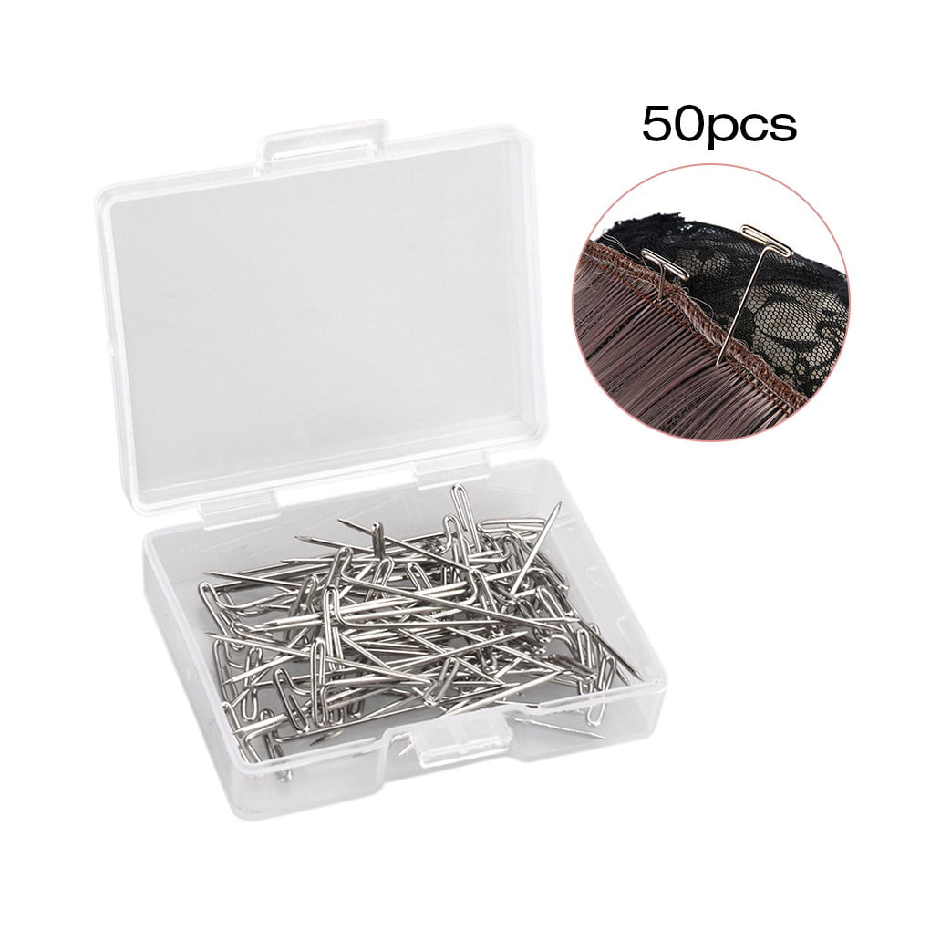 TopWigy 100 Pack Wig T-pins in 2 Sizes Wig T-pins for Holding Wigs and Hair Extensions on Wig Head 