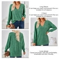 thumbnail image 4 of Women Long Sleeve Shirt V Neck Pure Color Casual Loose Women Long Sleeve T Shirt Undershirt for Home Party Work Green XL, 4 of 6
