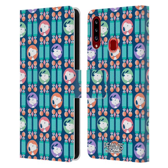 Head Case Designs Officially Licensed Peanuts Snoopy Deco Dreams Blue Pattern Leather Book Wallet Case Cover Compatible with Samsung Galaxy A20s (2019)