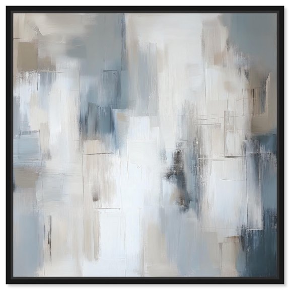 Sculpted Surface Canvas Pastel Blue Hues by Art Remedy, Black Frame, 12 x 12
