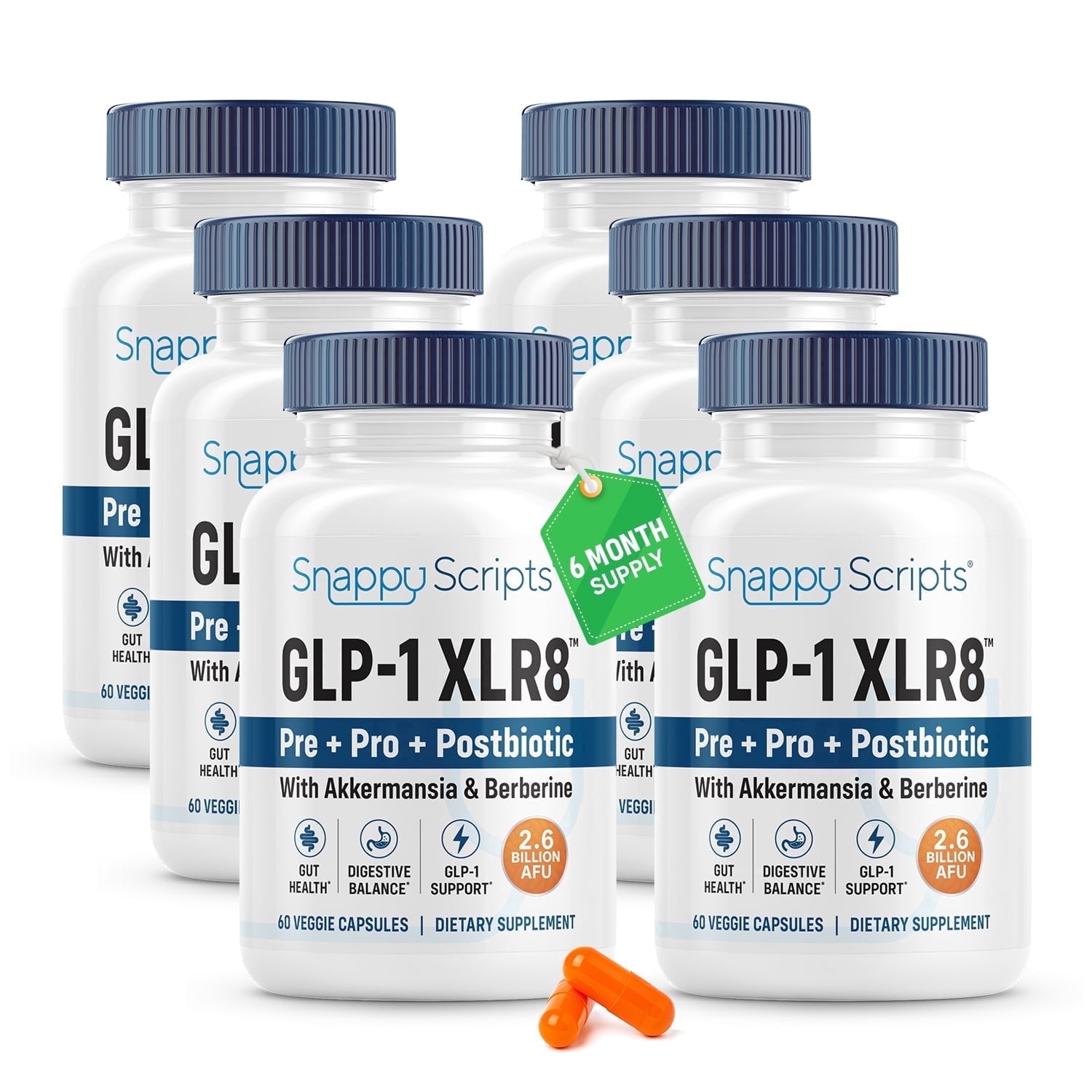 GLP-1 XLR8 Supplement for Digestion, Constipation, Bloating Relief with Akkermansia 2.6 Billion AFU Live Prebiotic Probiotic Postbiotic Gut Health + Berberine for Women Men 360 Capsules