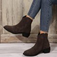 thumbnail image 4 of NECHOLOGY Botas Mujer Adulto Femenino Zapatos Botines de mujer Retro Simple Color Sólido Cómodo Tacón Grueso Media Punta Puntiaguda Botas Occidentales De Tamaño Botas (Coffee, 7.5), 4 of 6
