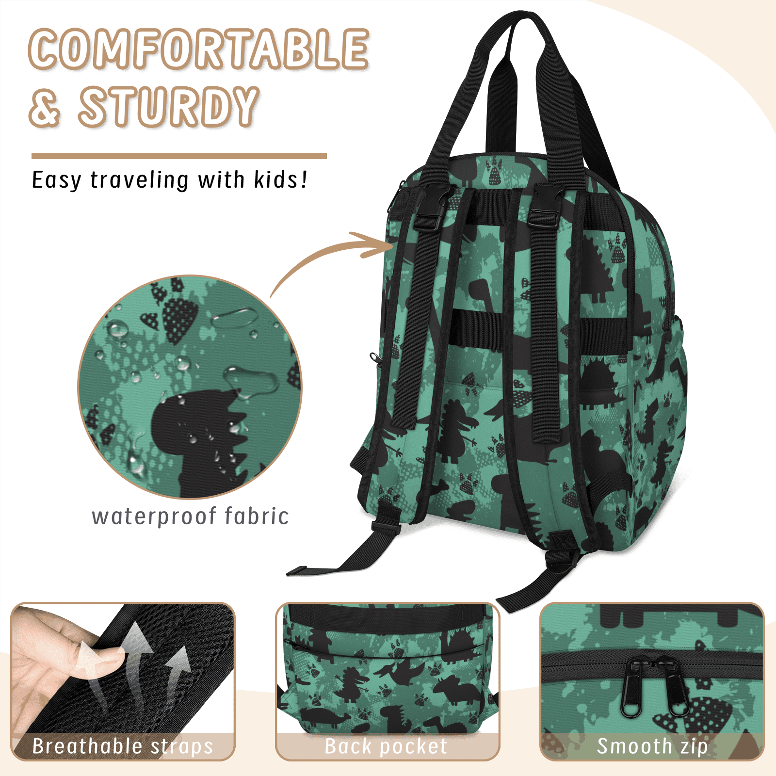 Diaper Bag Backpack for Dad Mom,Modern Baby Bag with Insulated Bottle Pocket,Large Diaper Bags Unisex for Travel