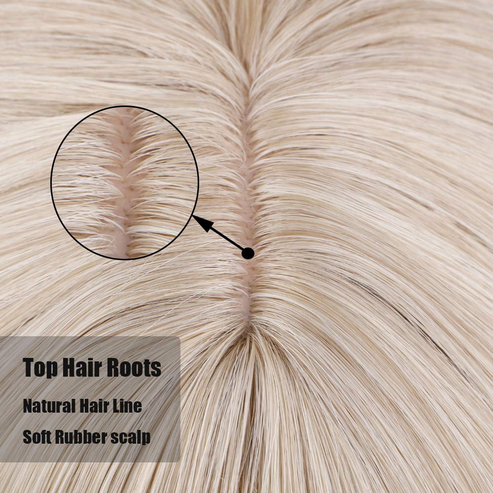 QUEENTAS Short Blonde Bob Wig with Bangs 10inches Chin Length Bob Blonde  Short Synthetic Hair Wigs for Women (Mixed Blonde #16/613) - Walmart.com