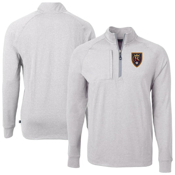 Men's-Cutter & Buck  Heather Gray Real Salt Lake Adapt Eco Knit Heather Raglan Quarter-Zip Top