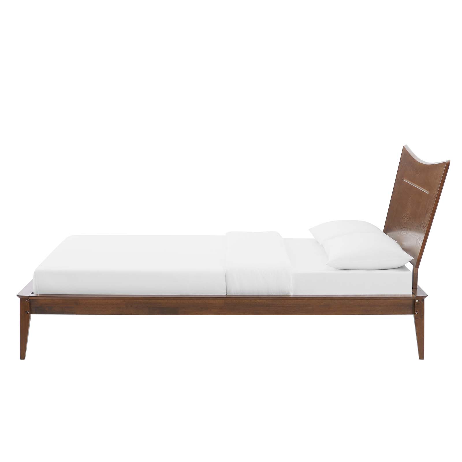 Platform Bed Frame, King Size, Wood, Brown Walnut, Modern Contemporary Urban Design, Bedroom Master Guest Suite