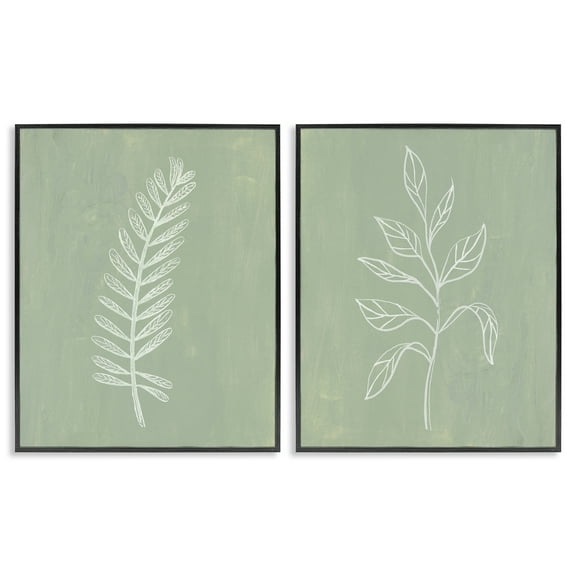 Stupell Industries Forest Fern Sprigs Floral & Botanical Painting Black Framed Art Print Wall Art, 11 x 14, Set of 2