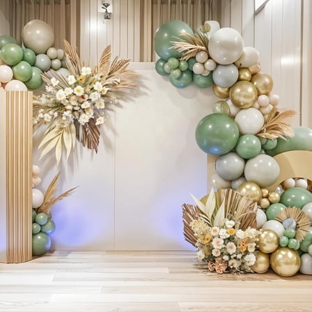 122pcs Sage Green Balloon Garland Arch Kit for Baby Birthday, Wedding, Tropical Party Graduation or Jungle Safari Theme Backdrop Party Decoration