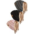 thumbnail image 1 of HSHDLDF Ponytail Messy Bun BeanieTail Women's Beanie Solid Ribbed Hat Cap, 1 of 7