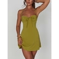 thumbnail image 2 of Cenuakty Women's SummerSolid Color  A-Line Sleeveless Spaghetti Strap Ruched Bust Cross Dress, 2 of 5