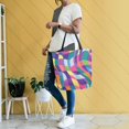 thumbnail image 4 of FORMRS Womens Canvas Tote Bag with Zipper Inner Pocket Shoulder Handbag, Colorful Wavy Pattern, 4 of 7