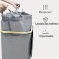 thumbnail image 5 of Foldable Tall Laundry Basket, Eco-Friendly Bamboo Rim, Durable 600D Fabric Laundry Container for Easy Storage, Removable Liner Bag for Bedroom, Dorm (100 Liter Capacity), 5 of 5