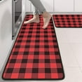 thumbnail image 2 of Kitchen Rugs Sets Of 2,Red and White Checkered Pattern Anti Fatigue Kitchen Mat Rugs Non Slip Washable,Decorative Kitchen Floor Mats for Kitchen,Sink,Laundry,17"x47"+17"x47", 2 of 5
