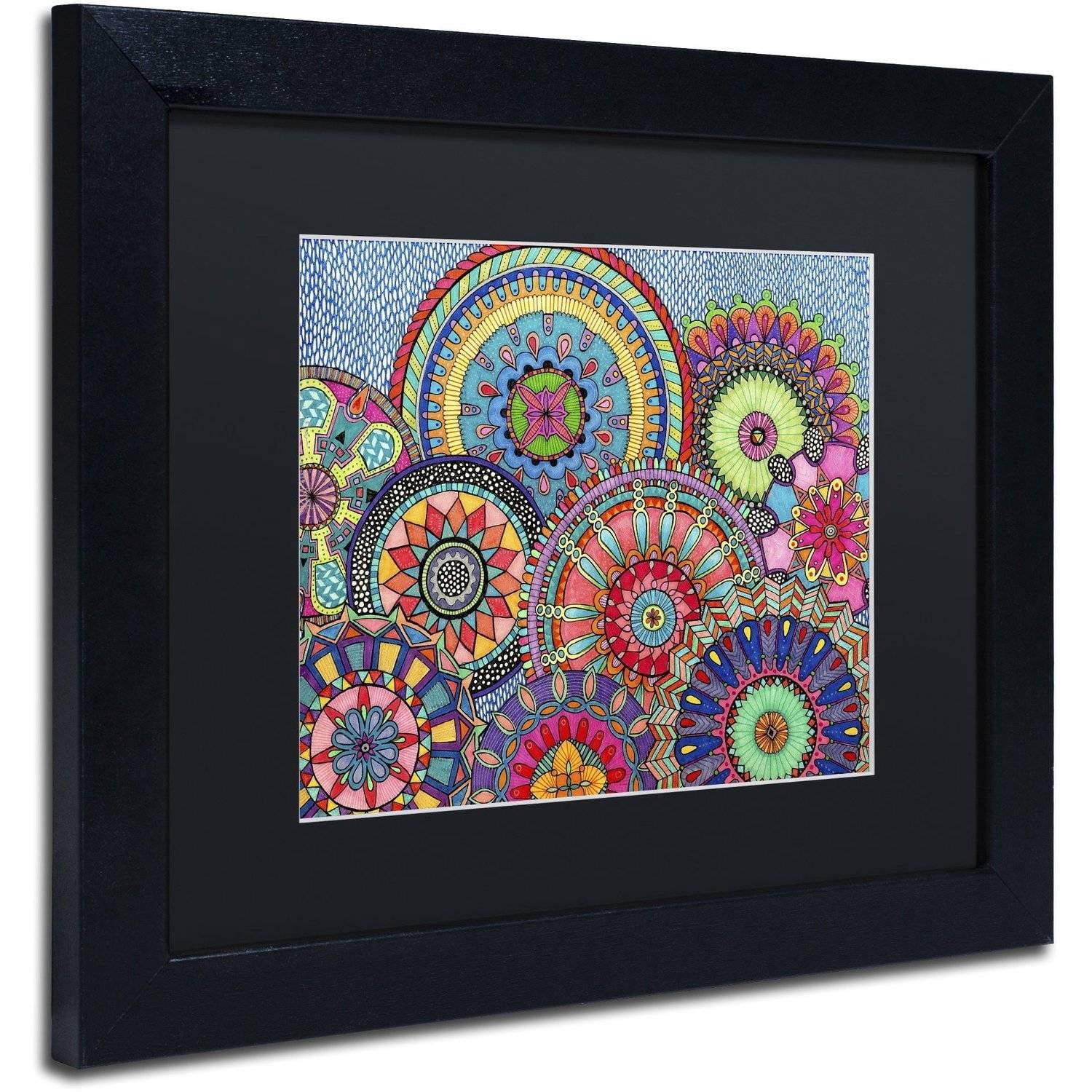 Trademark Fine Art "Mandala Parade" Canvas Art by Hello Angel, Black Matte, Black Frame