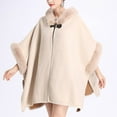 thumbnail image 5 of Pejock Women's Hooded Cloak Cardigan, Casual Long Sleeve Open Front Poncho Sweater with Fur Hood, Lightweight Blouse Top for Spring and Fall, 5 of 8