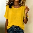 thumbnail image 7 of Staron Women Hollow Out Knitted Round Neck Short Sleeve Casual Boho Beach Vacation Loose Tops Bohemian Crochet Sweater, Yellow 3XL, 7 of 7
