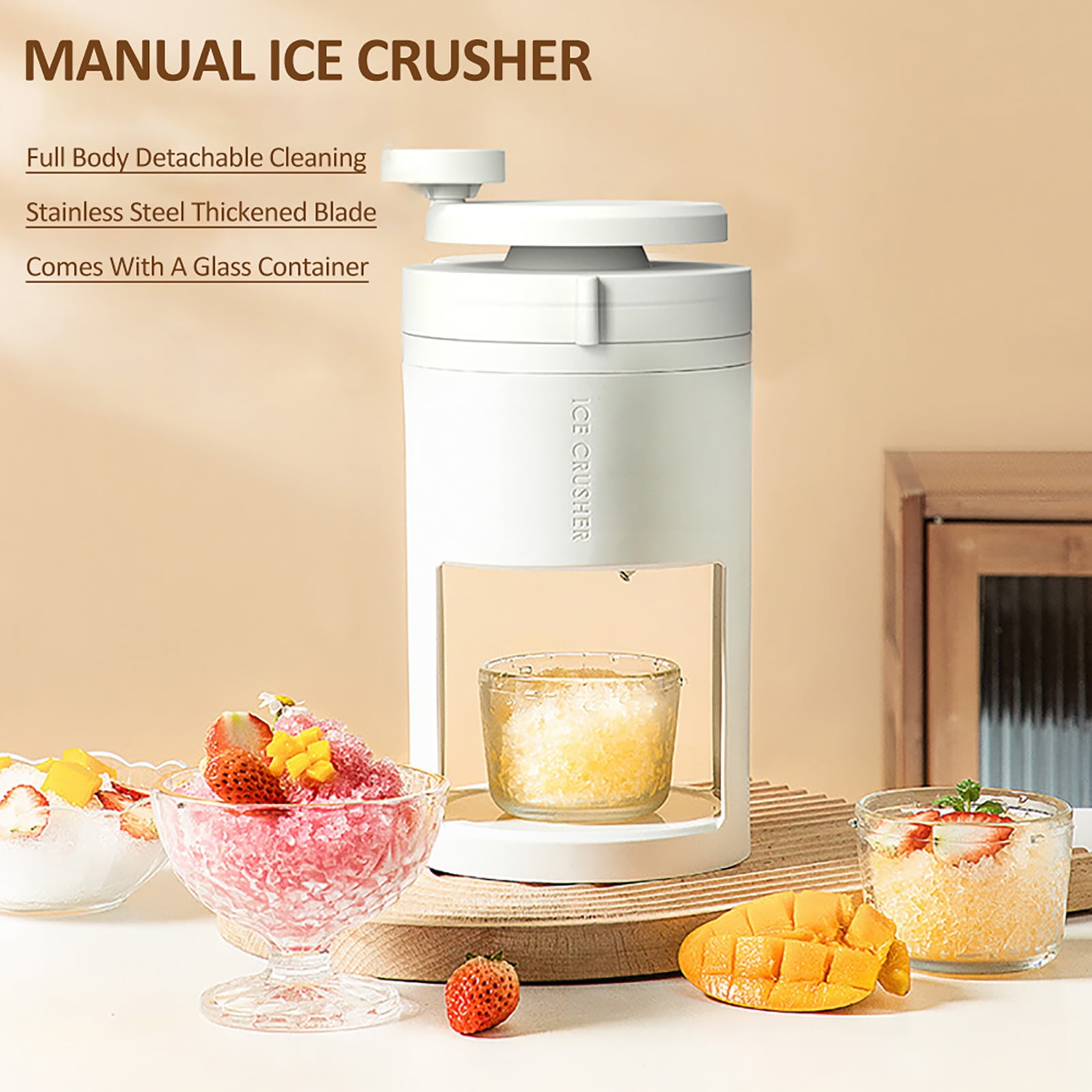 Shaved Ice Maker Machine Shaved Ice Machine Manual Ice Shaver Crushed Ice Maker Portable Snow Cone Machine for Party Making Snowcones Ice Cream and Slushy