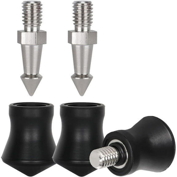 Universal Rubber Feet Tripod Non-Slip Feet Stainless Steel Spike 3/8" Replacement Spike Compatible with 3/8"-16 Thread Tripod Monopod - 3 PCS